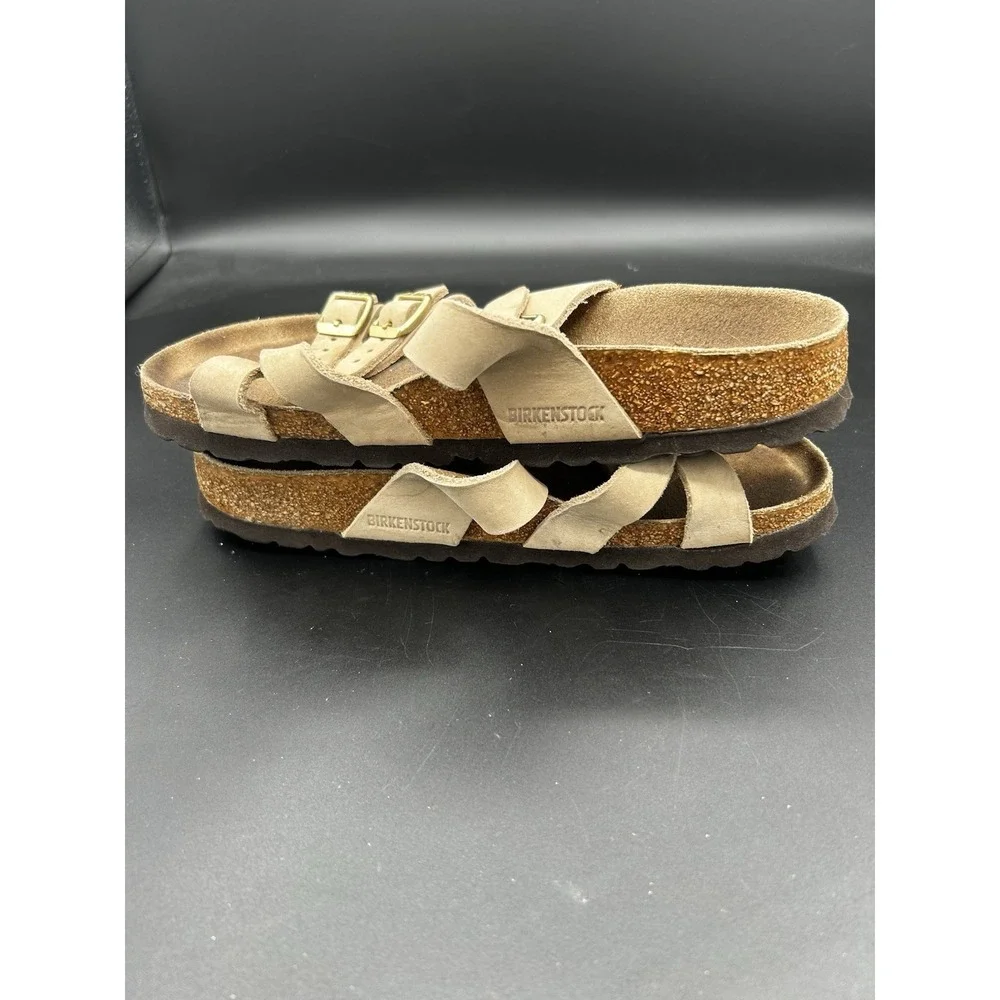 Birkenstock Franca Sandcastle Nubuck Strappy Sandals Tan Brown Womens 36 L5 M3
